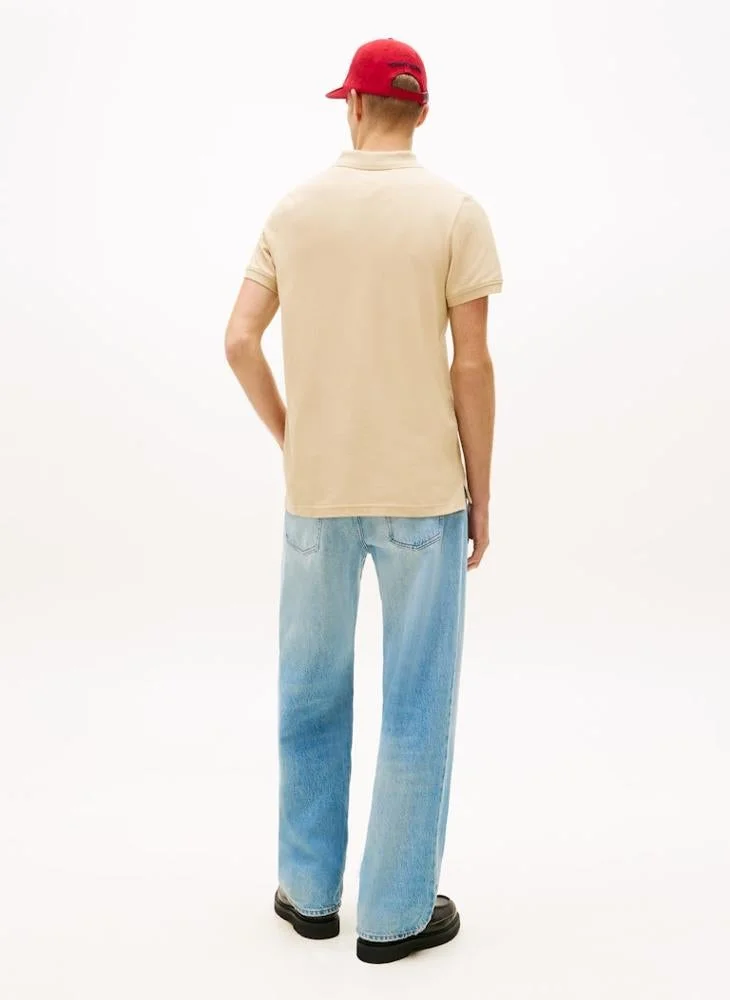 TOMMY JEANS  Tommy Flag Slim Fit Pique Polo Shirt for Men | Best Price UAE