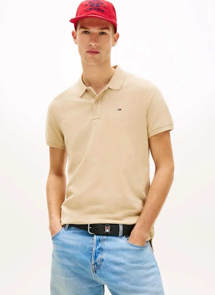 Tommy Flag Slim Fit Pique Polo Shirt