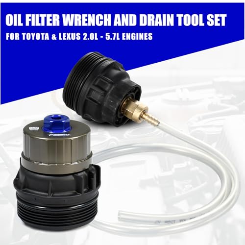 PESIKO 64mm Oil Filter Wrench and Drain Hose for Toyota, Lexus and Scion 2.0-5.7L Engine Cartridge Style Oil Filter Remover Tool - Image 2