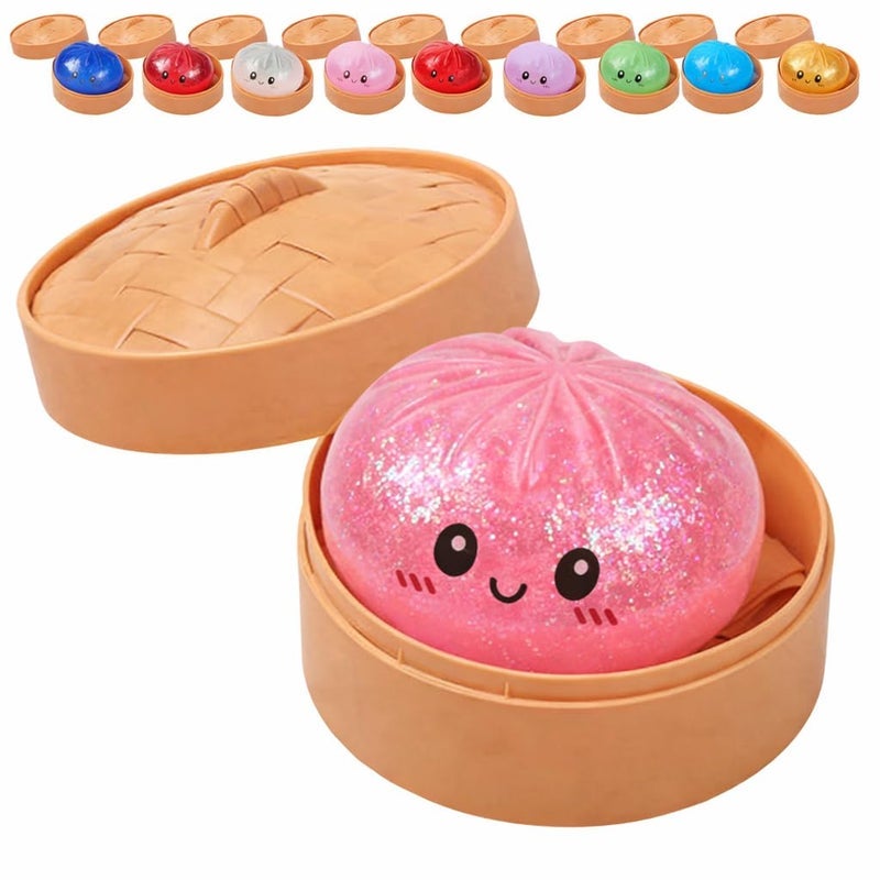 general Pink Dumpling Squishy Toy with Box Soft Glitter Stress Relief Squeeze - Image 2