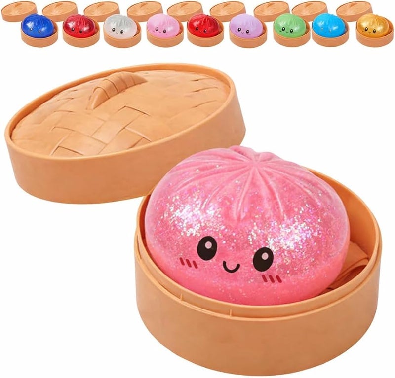 general Pink Dumpling Squishy Toy with Box Soft Glitter Stress Relief Squeeze - Image 1