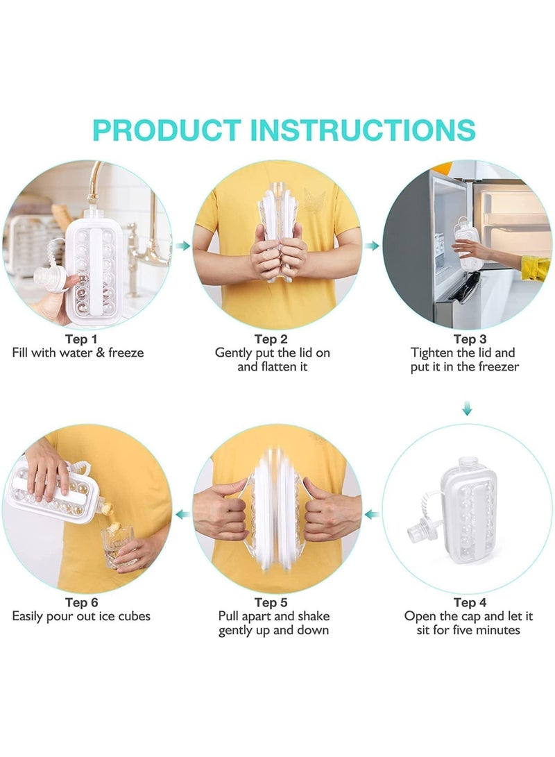 Ice Cube Molds 2 in 1 Portable Ice Ball Maker Easy to Make 17 Grids Reusable& Easy operation Suitable for Home Party Beer Whiskey Juice Champagne - Image 2