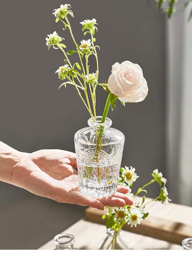 yaocoral Small Clear Glass Vase for Centerpieces,Diamond Glass Bud Vase Hydroponic Vase,Mini Table Vase Clear Flower Vase Decorative for Wedding Farmhouse Home Decor - Image 5