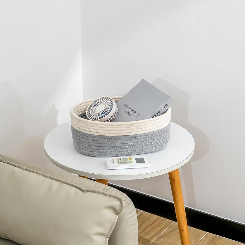 CubesLand Cube Shelf Storage Baskets for Organizing, Woven Storage Baskets Shelf, Closet Storage Baskets Bins Shelves Toy Storage Basket Box Nursery Baby 3 Packs Organization Off White/Light Gray - Image 5