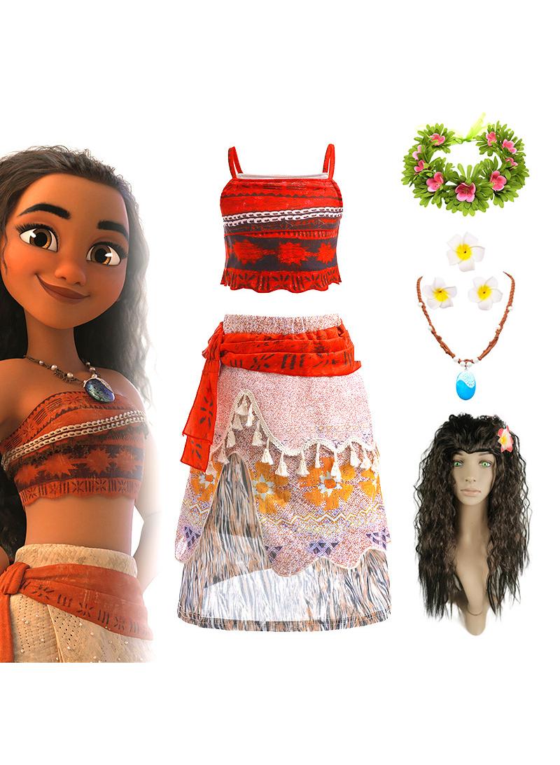 general Moana Skirt Set Moana Princess Dress Cosplay Stage Set Kids Girls Costume Birthday Party Toddler Kids Fancy Dress up Ocean Adventure Role Play - Image 1