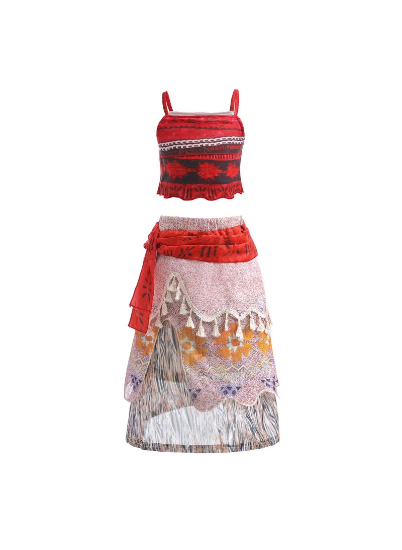 general Moana Skirt Set Moana Princess Dress Cosplay Stage Set Kids Girls Costume Birthday Party Toddler Kids Fancy Dress up Ocean Adventure Role Play - Image 2