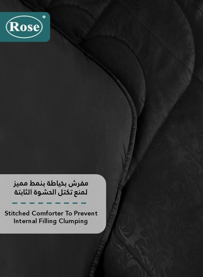 Rose Luxurious Flory Comforter Set, High Quality Microfiber, 6 pieces, Super Soft Cozy Breathable Cooling, King size 240x250 cm, Black - Image 5