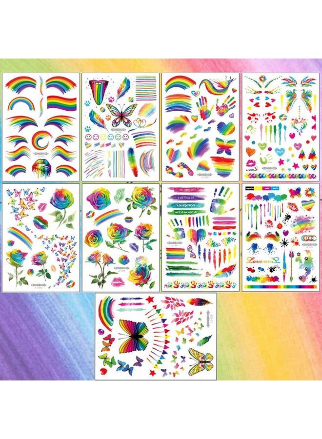 Ooopsi Colourful Temporary Rainbow Lips Butterfly Rose Heart Tattoo - 140 Pieces (9 Sheets) - Image 2