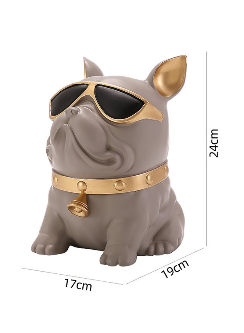 French Bulldog Paper Towel Holder - Artistic Resin Dog Sculpture and Multifunctional Home and Office Decor - Multi-Room, Dual-Function Design for Living Spaces and Workplaces (Dark Brown)  - Image 2