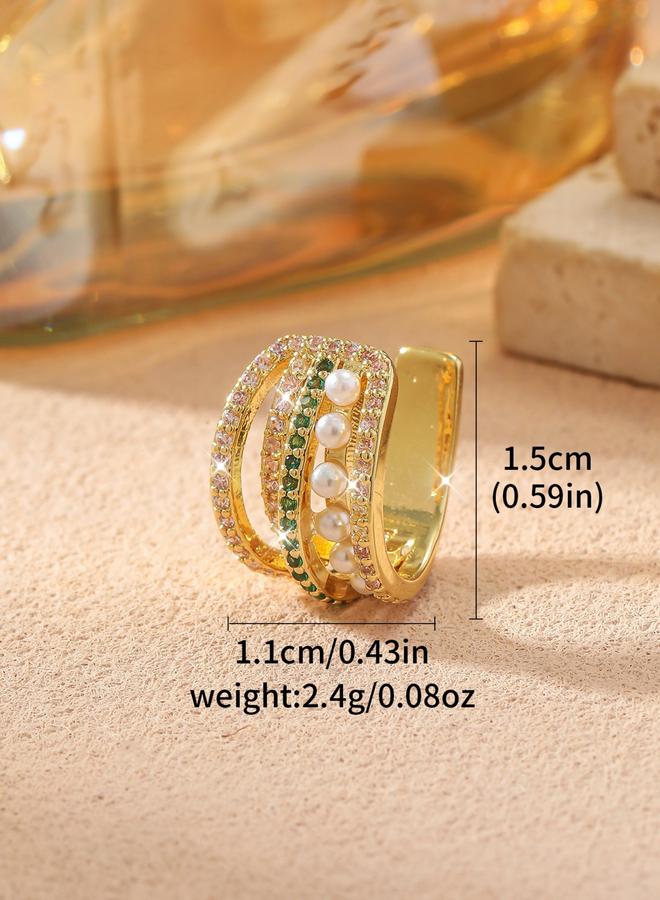 Take Two Rhinestone Faux Pearl Ear Clip - Image 2