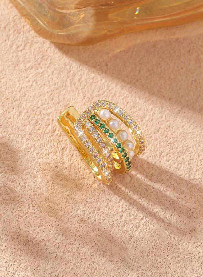 Take Two Rhinestone Faux Pearl Ear Clip - Image 5