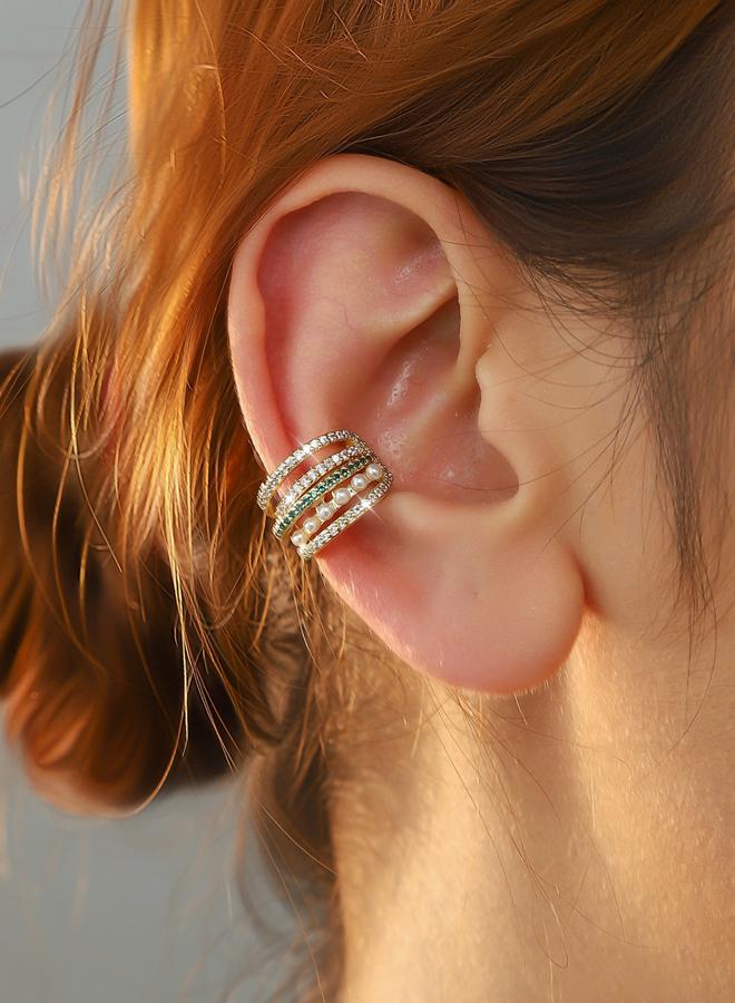 Take Two Rhinestone Faux Pearl Ear Clip - Image 1
