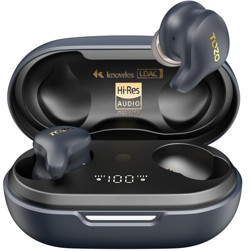 TOZO سماعات أذن لاسلكية TOZO Golden X1 مع سائق توازن و سائق ديناميكي هجين، سماعات بلوتوث OrigX Pro، LDAC وصوت عالي الدقة لاسلكي، سماعة رأس بإلغاء الضوضاء باللون الأزرق/ الأسود - Image 1
