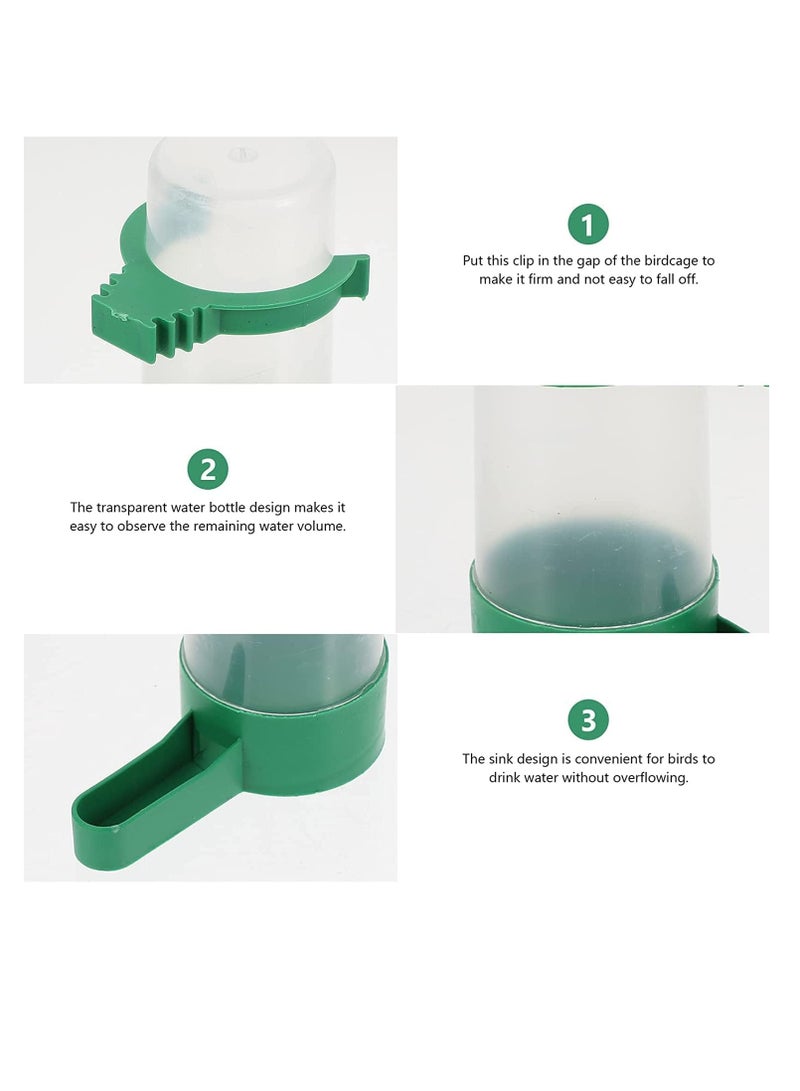 SYOSI مغذي طيور تلقائي زجاجة ماء شارب حاوية موزع طعام حوض بلاستيكي للطيور الببغاء معلقة في القفص البادجي - Image 5