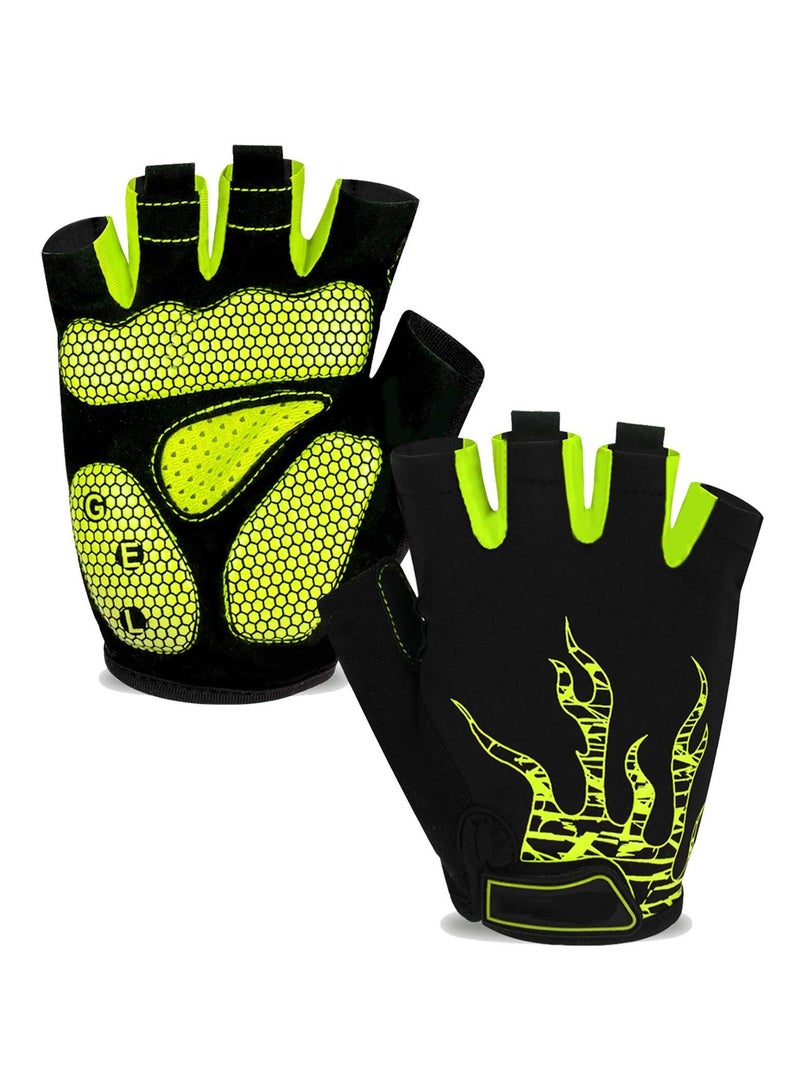 Gel SYOSI Cycling Gloves, Bike Gloves for Men & Women Half Finger with Gel Pad Cycling/Workout/Motorcycle/Gym/Training/Outdoor (Green, XL) - Image 1