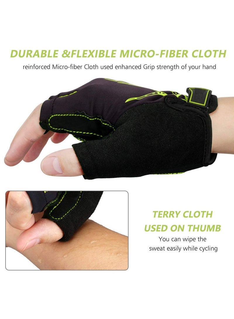Gel SYOSI Cycling Gloves, Bike Gloves for Men & Women Half Finger with Gel Pad Cycling/Workout/Motorcycle/Gym/Training/Outdoor (Green, XL) - Image 3