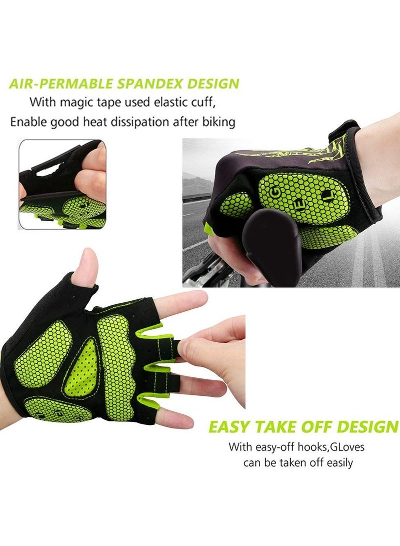 Gel SYOSI Cycling Gloves, Bike Gloves for Men & Women Half Finger with Gel Pad Cycling/Workout/Motorcycle/Gym/Training/Outdoor (Green, XL) - Image 5