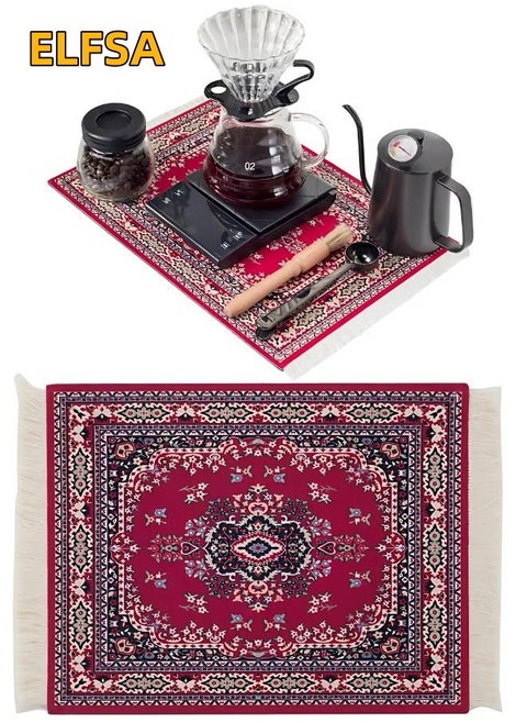 Coffee Mat Coffee Cup Mat Coffee Mug MatTable Mat Mouse Pad Rubber Rectangle 26.5x18x0.5 cm
Red