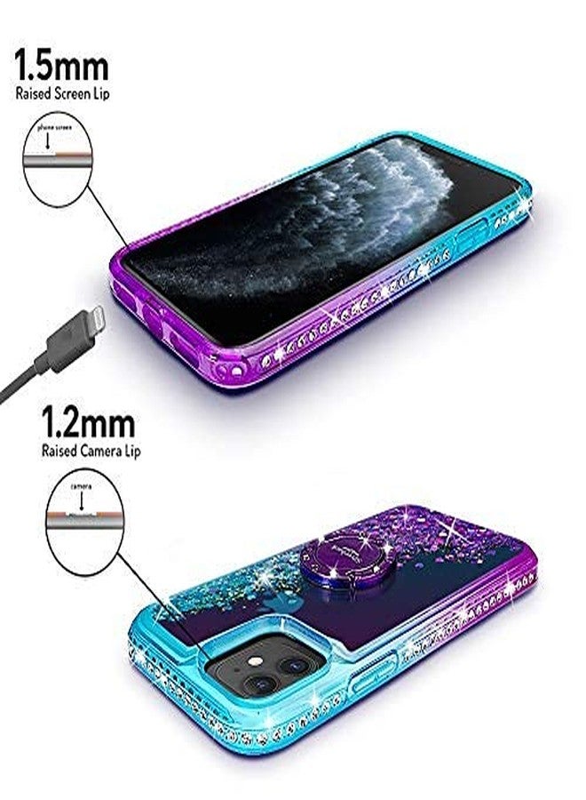 Silverback for iPhone 11 Case, Moving Liquid Holographic Sparkle Glitter Case with Kickstand, Bling Diamond Bumper Ring Stand Slim Protective Apple iPhone 11 6.1'' Case for Girls Women -Purple - Image 4