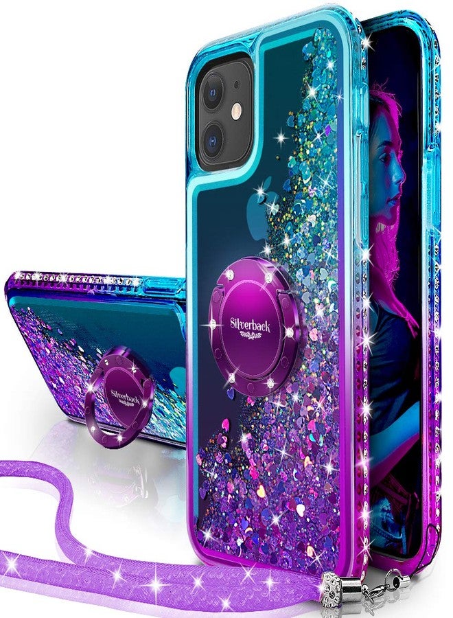 Silverback for iPhone 11 Case, Moving Liquid Holographic Sparkle Glitter Case with Kickstand, Bling Diamond Bumper Ring Stand Slim Protective Apple iPhone 11 6.1'' Case for Girls Women -Purple - Image 1