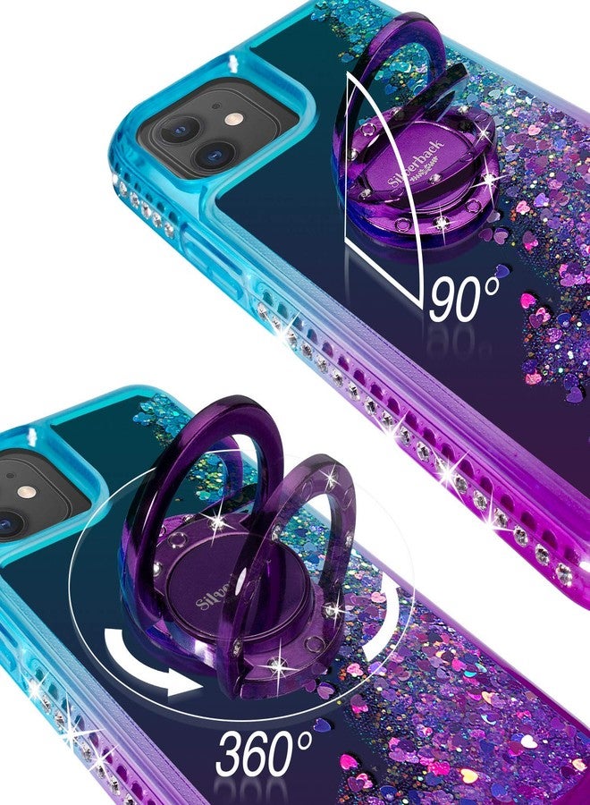 Silverback for iPhone 11 Case, Moving Liquid Holographic Sparkle Glitter Case with Kickstand, Bling Diamond Bumper Ring Stand Slim Protective Apple iPhone 11 6.1'' Case for Girls Women -Purple - Image 3