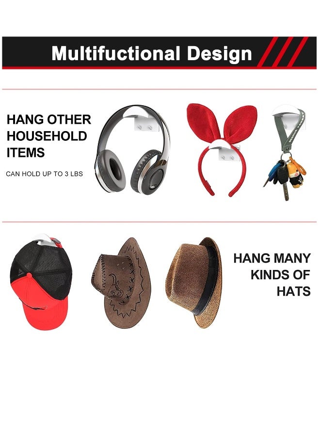 16 Adhesive Hat Hooks for Wall Mounting, Strong No Drill Hat Holders for Caps and Headbands, White Color  - Image 5