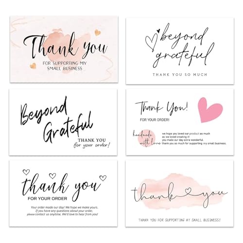 SCORYULE 300PCS Thank You For Supporting My Business Cards, 6 Styles-2" x 3.5" Small Customer Appreciation Card for Shop, Online Retailers, Business Supplies and Local Stores - Image 1
