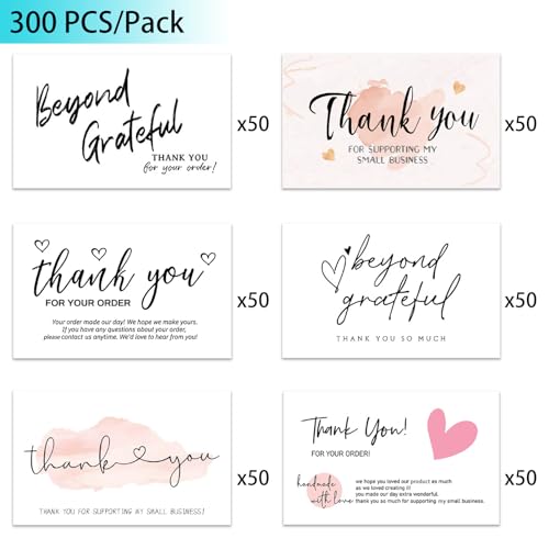 SCORYULE 300PCS Thank You For Supporting My Business Cards, 6 Styles-2" x 3.5" Small Customer Appreciation Card for Shop, Online Retailers, Business Supplies and Local Stores - Image 2