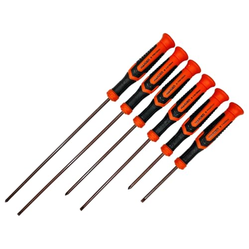 Harden Professional 6PCS Precision Long Reach Magnetized Tip Screwdriver Set (Slotted 3mm - 3 Pcs and Phillips PH00-3 Pcs), S2 Steel, Plastic Handle - 550123 - Image 1