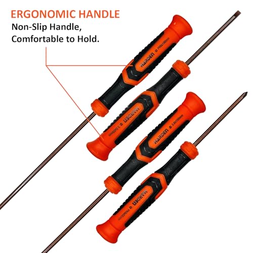 Harden Professional 6PCS Precision Long Reach Magnetized Tip Screwdriver Set (Slotted 3mm - 3 Pcs and Phillips PH00-3 Pcs), S2 Steel, Plastic Handle - 550123 - Image 4