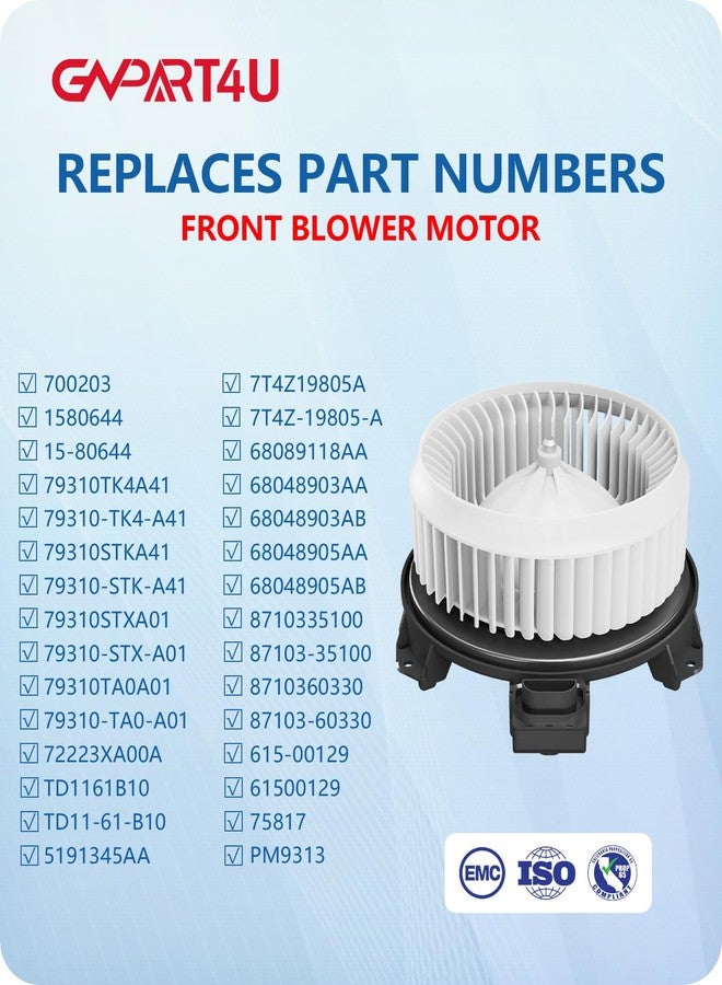 GVPART4U Front Blower Motor 700203 for 2007-2018 Dodge Ram 1500 2500 3500, for 2007-2017 Honda CRV Accord Pilot Odyssey, 2008 2009 2010 2011 2012 2013 2014 2015 2016 for Jeep Patriot Wrangler - Image 3