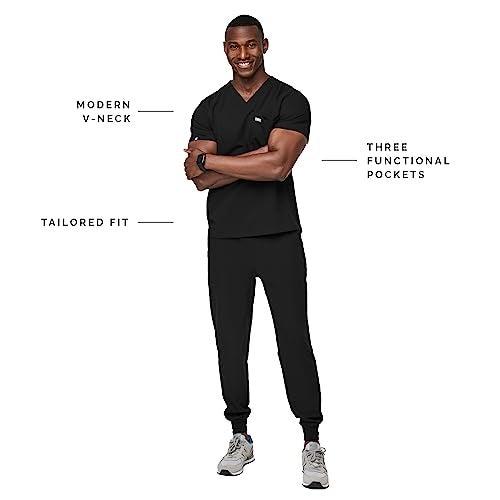 FIGS Leon Three-Pocket Scrub Top for Men - Black, M - Image 2