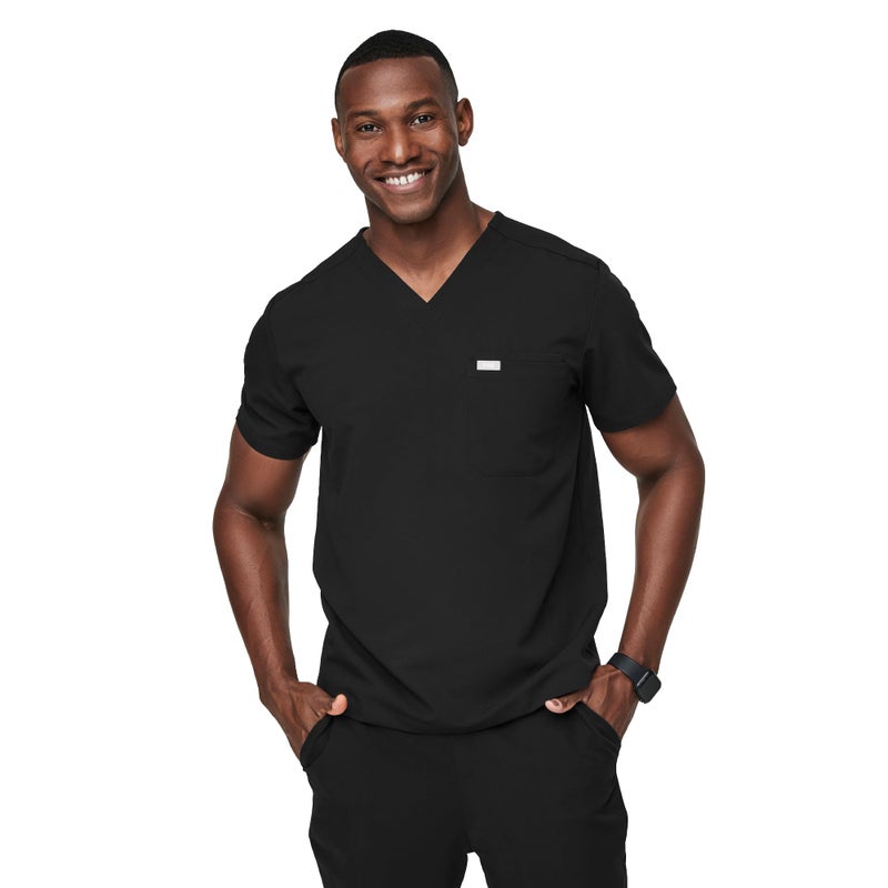 FIGS Leon Three-Pocket Scrub Top for Men - Black, M - Image 5