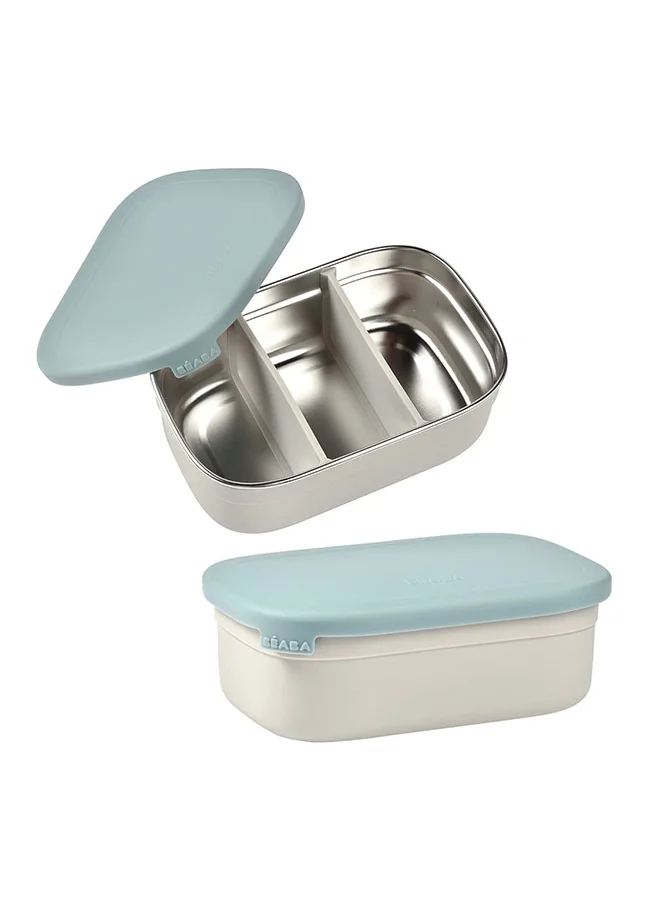 BEABA Stainless Steel Lunch Box Velvet Grey And Baltic Blue