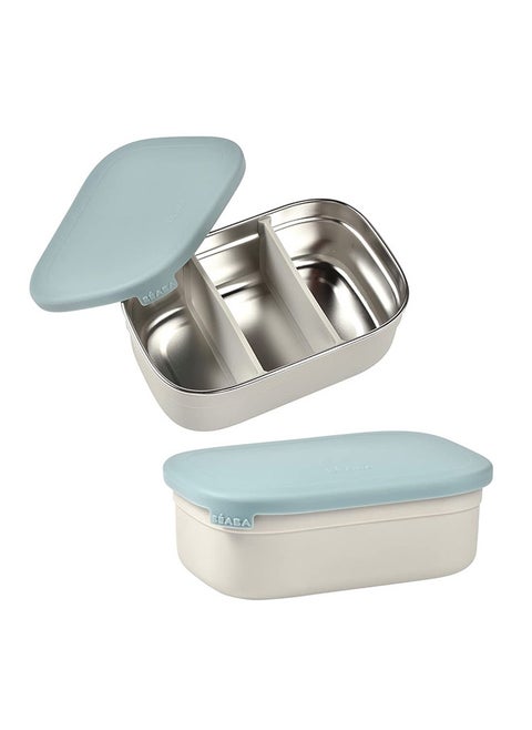 Stainless Steel Lunch Box Velvet Grey And Baltic Blue