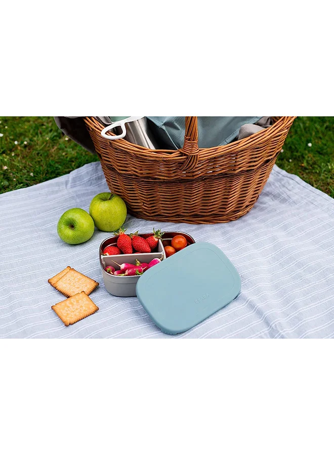 BEABA Stainless Steel Lunch Box Velvet Grey And Baltic Blue