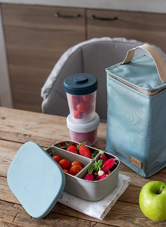 BEABA Stainless Steel Lunch Box Velvet Grey And Baltic Blue