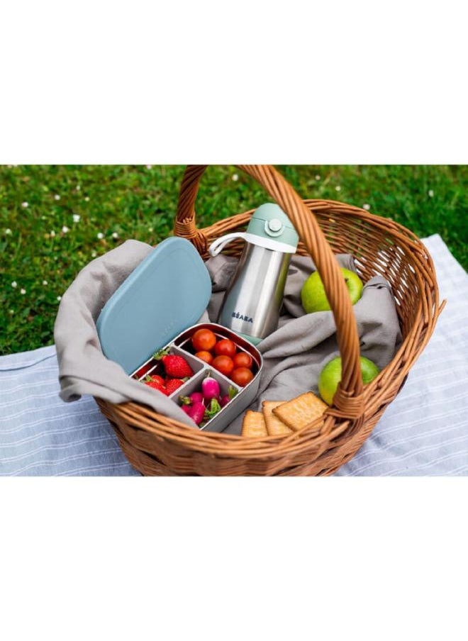 Stainless Steel Lunch Box Velvet Grey And Baltic Blue