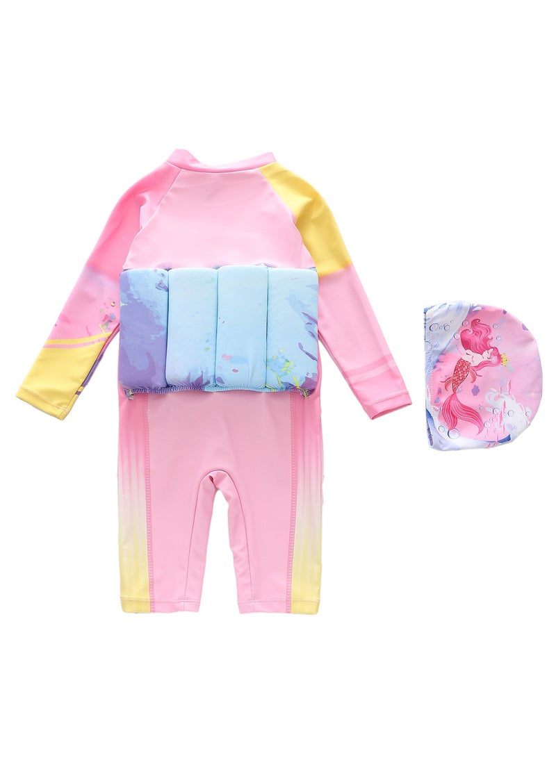 SISGL بدلة سباحة للأطفال مع طفو بدلة سباحة قابلة للتعديل بدلة استحمام بأكمام قصيرة ملابس سباحة كرتونية بدلة سباحة كرتونية للبنات - Image 2