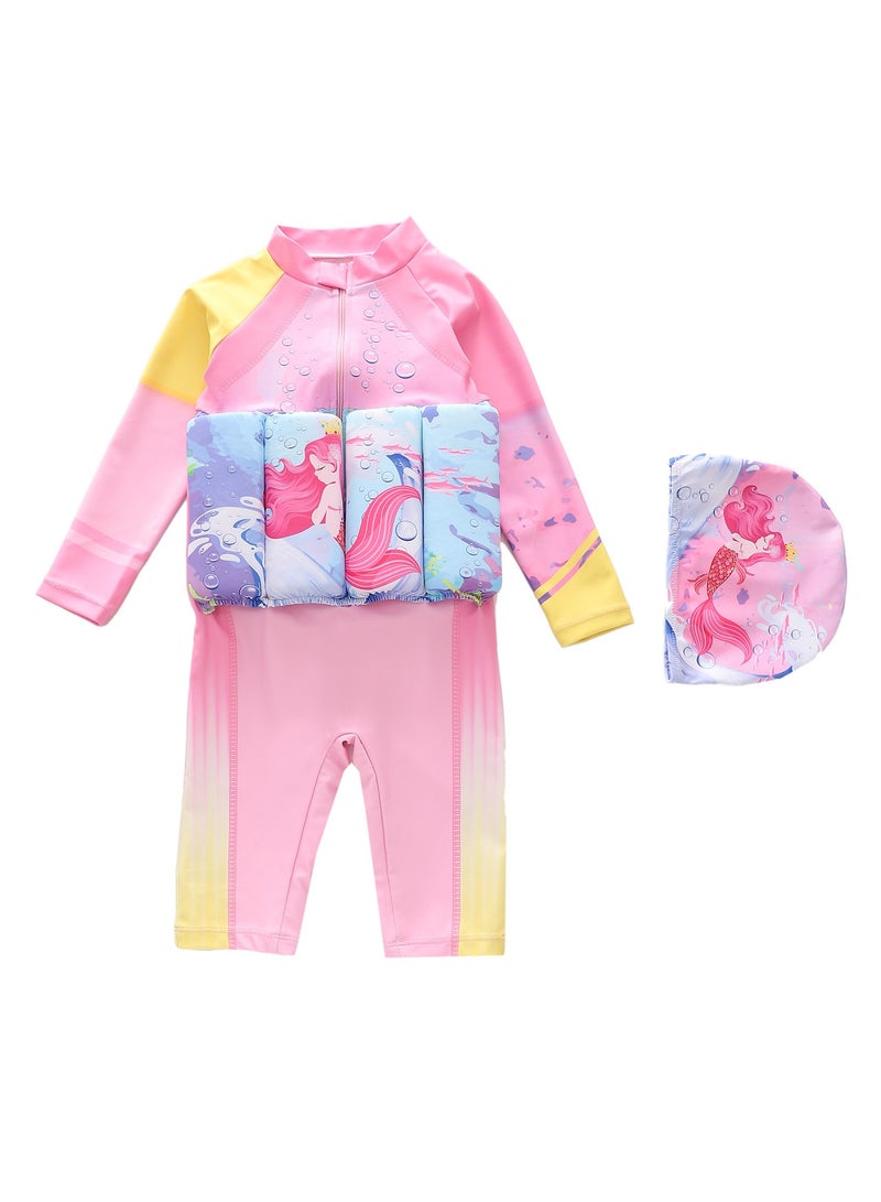 SISGL بدلة سباحة للأطفال مع طفو بدلة سباحة قابلة للتعديل بدلة استحمام بأكمام قصيرة ملابس سباحة كرتونية بدلة سباحة كرتونية للبنات - Image 1