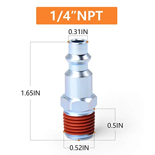 GASHER 1/4-Inch NPT Male Industrial Air Plug, Pneumatic Plugs 300PSI (10-Pack) - Image 2