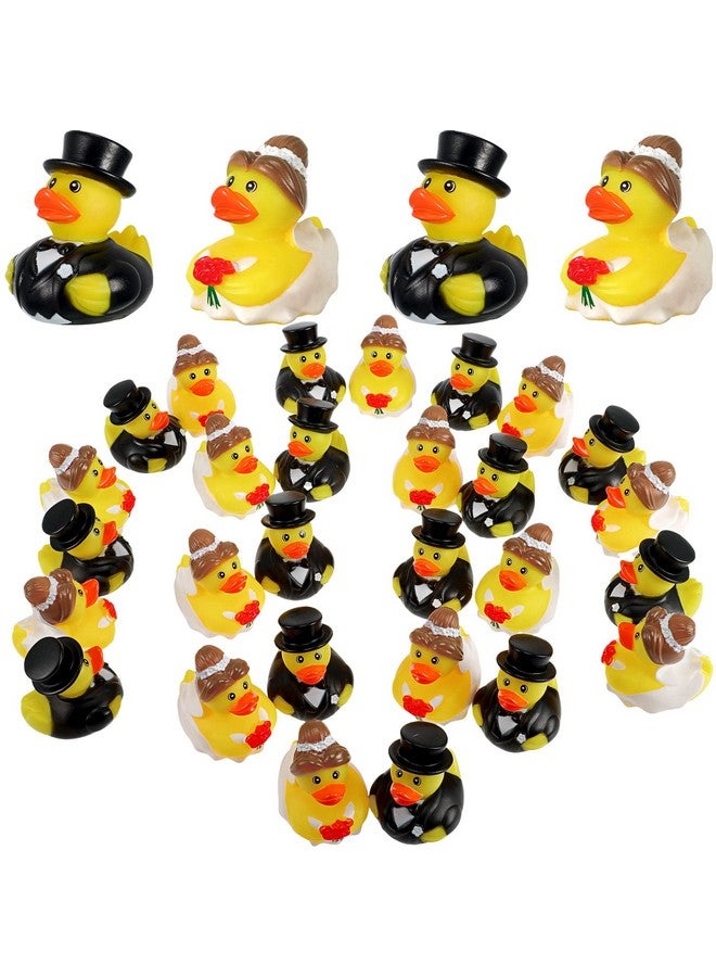 Jerify 24 Pcs Bride Groom Duck Bath Toy 2.5 Inch Wedding Rubber Duck Marriage Mini Ducks for Ceremony Baby Bridal Shower Gift Souvenir - Image 1