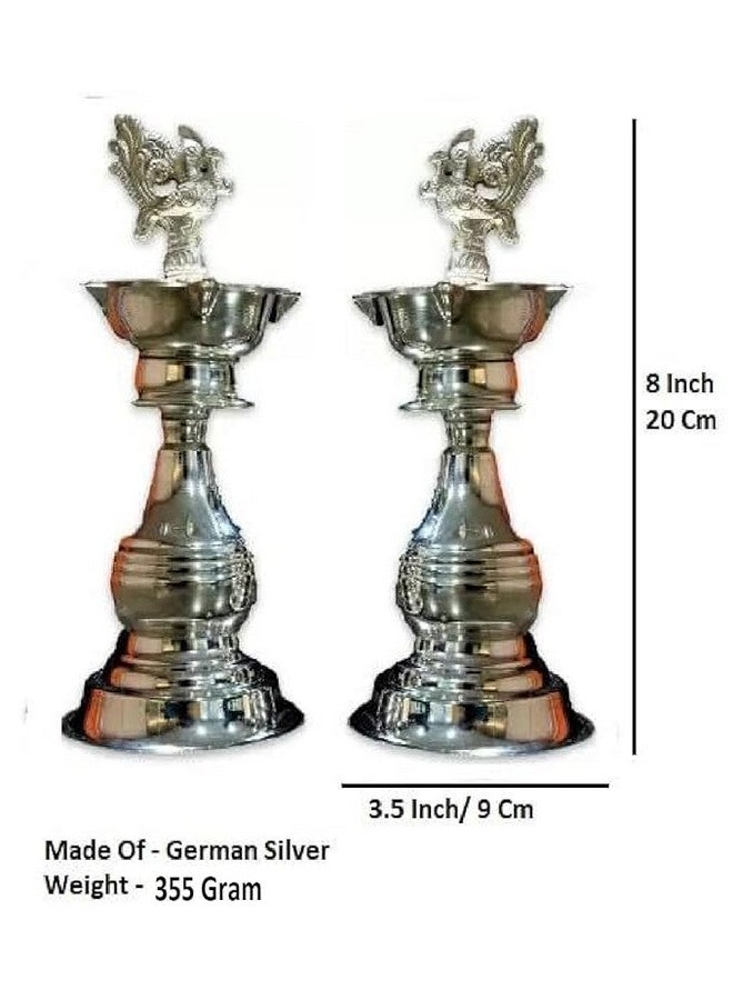 Sigaram German Silver 8x3.5 InchPeacock Handle Diya for Home & Temple Pooja Decore K3135 - Image 4