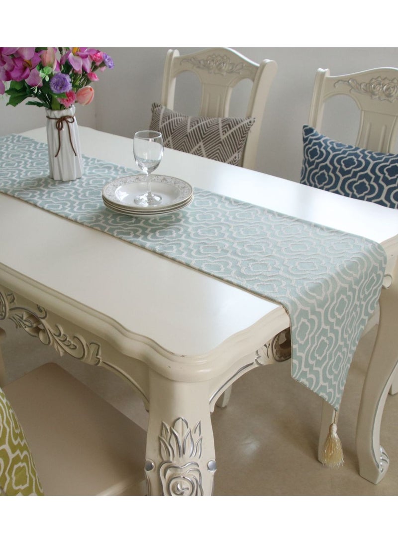 Bukela Moroccan Style Linen Table Runner Light Green 32 x 180cm - Image 2