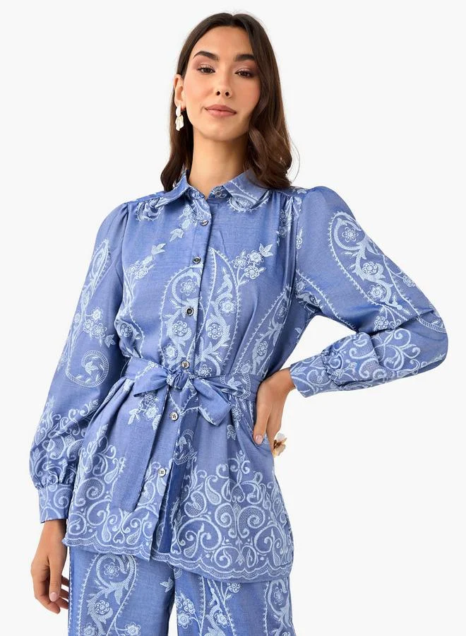 Splash FAV Belted Top with Floral Print