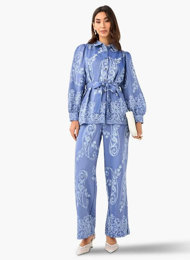 Splash FAV Belted Top with Floral Print