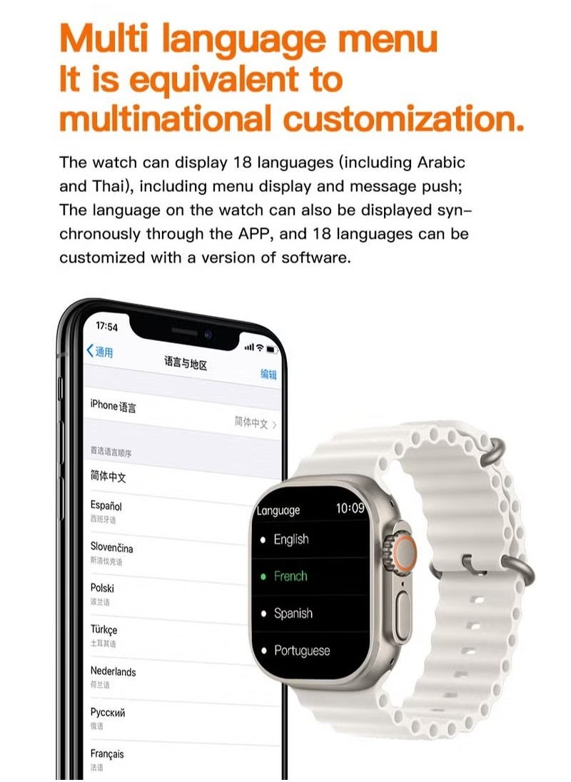 AROAQ - T900 Smart Watch, 1.99" Fast Charging Intelligent Bluetooth Call Smart Watch, Ai Voice Control Smart Health Monitor Watch, Elegant And Durable Outdoors Sport Wrist Watch For Men And Women, (Orange) - Image 1