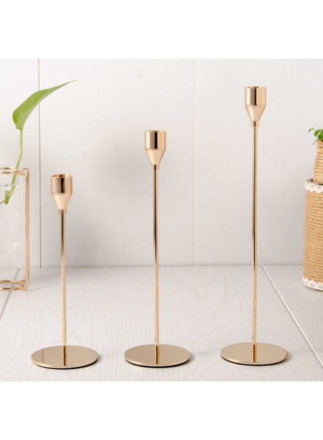 WISFOR Gold Metal Candle Holder : Table Decorative Candlestick Holder Candlestick for Taper Candles Candle Stand with Sturdy Non- slip Base Tall Candelabra for Dining Table Decor Wedding Party - Image 1