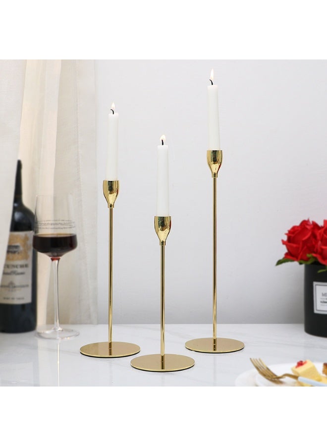 WISFOR Gold Metal Candle Holder : Table Decorative Candlestick Holder Candlestick for Taper Candles Candle Stand with Sturdy Non- slip Base Tall Candelabra for Dining Table Decor Wedding Party - Image 2