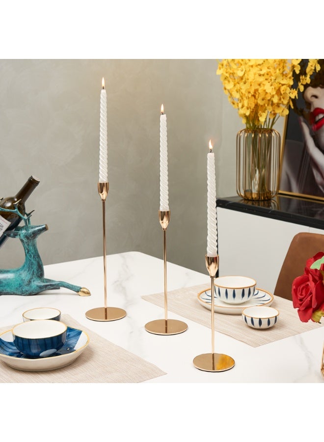 WISFOR Gold Metal Candle Holder : Table Decorative Candlestick Holder Candlestick for Taper Candles Candle Stand with Sturdy Non- slip Base Tall Candelabra for Dining Table Decor Wedding Party - Image 3